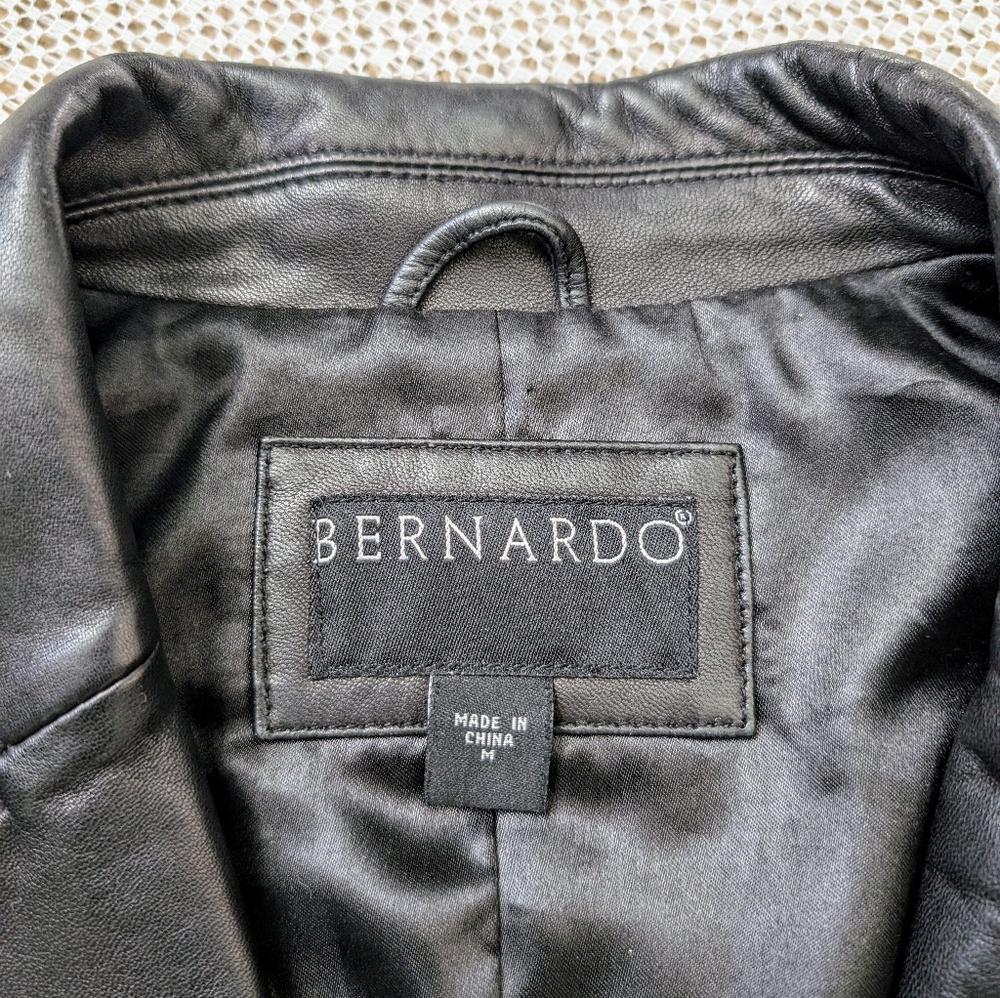 Bernardo Moto Leather Jacket Black Fitted Modern - Picture 4 of 7